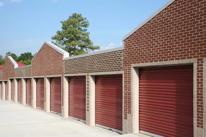 Line of drive up storage units.