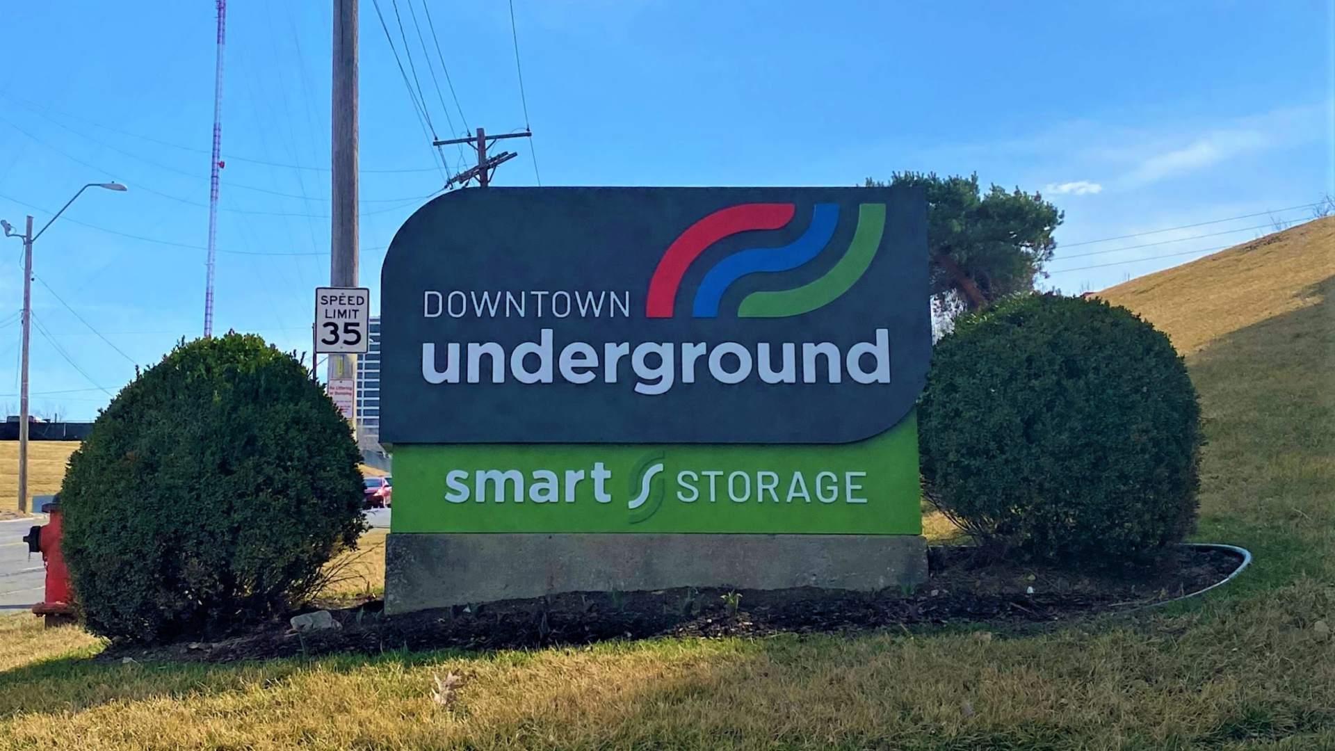 Smart Storage Kansas City Downtown Underground logo and entrance sign