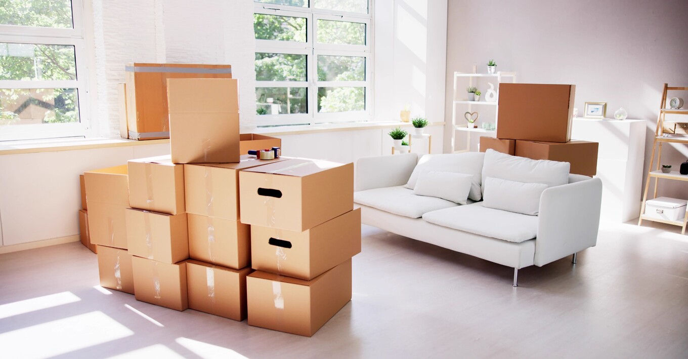 Furniture and boxes ready for storage