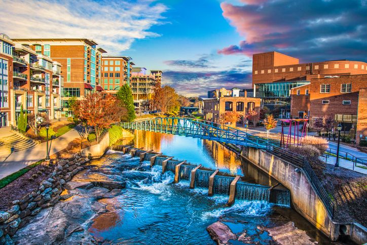 The beautiful Reedy River in downtown Greenville.